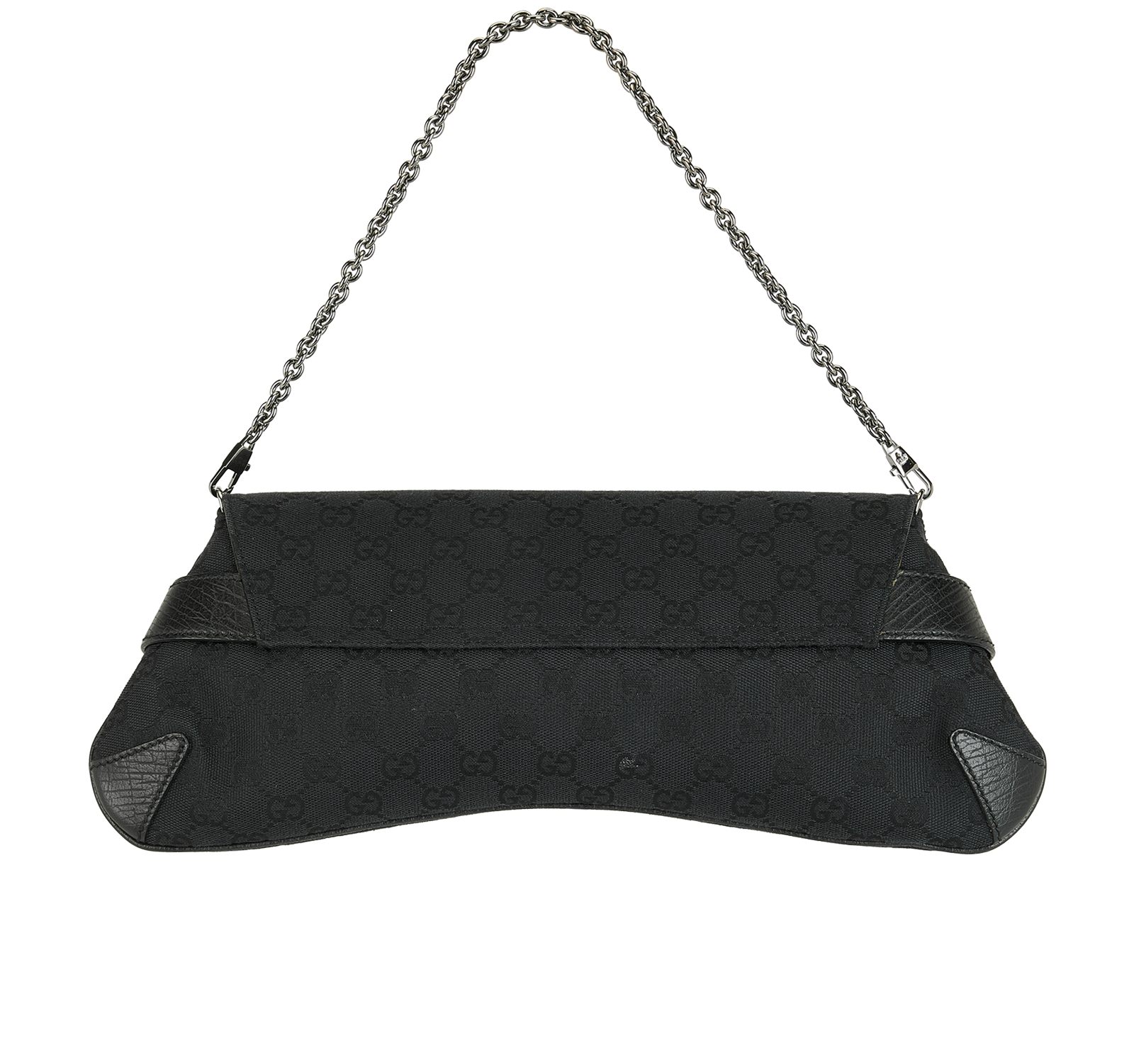 Vintage Horsebit Shoulder Bag, &pound;695, Handbags, Black, Canvas, Back view